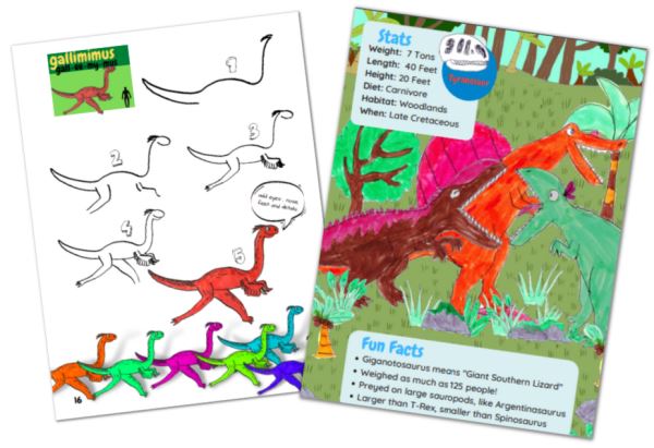 sample dinosaur drawing pages